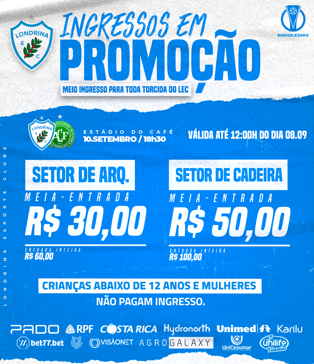 Ingressos à venda para Londrina Esporte Clube x Chapecoense 